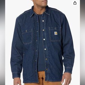 Carhartt Relaxed Fit Denim Fleece Lined Snap-Front Shirt Jacket